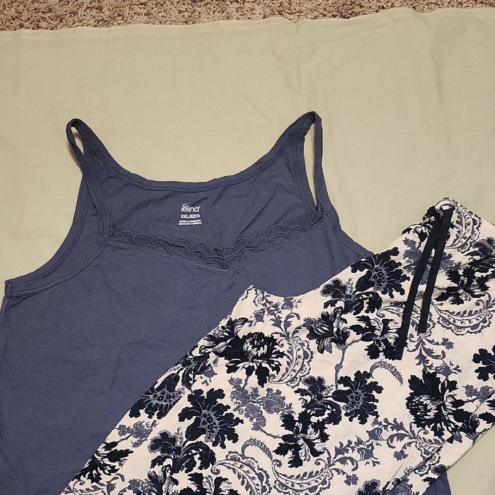 Felina Blue Camisole with Lace Trim